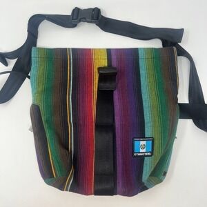 Ethnotek Guatemala Handwoven Striped Crossbody Messenger Roll Top Bag